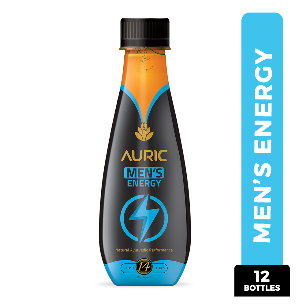 Auric Men's Energy Drink for Stamina, Endurance & Performance, Pack of 12 Bottle